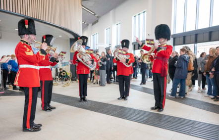 Fusiliers playing at the opening of Darlington Station