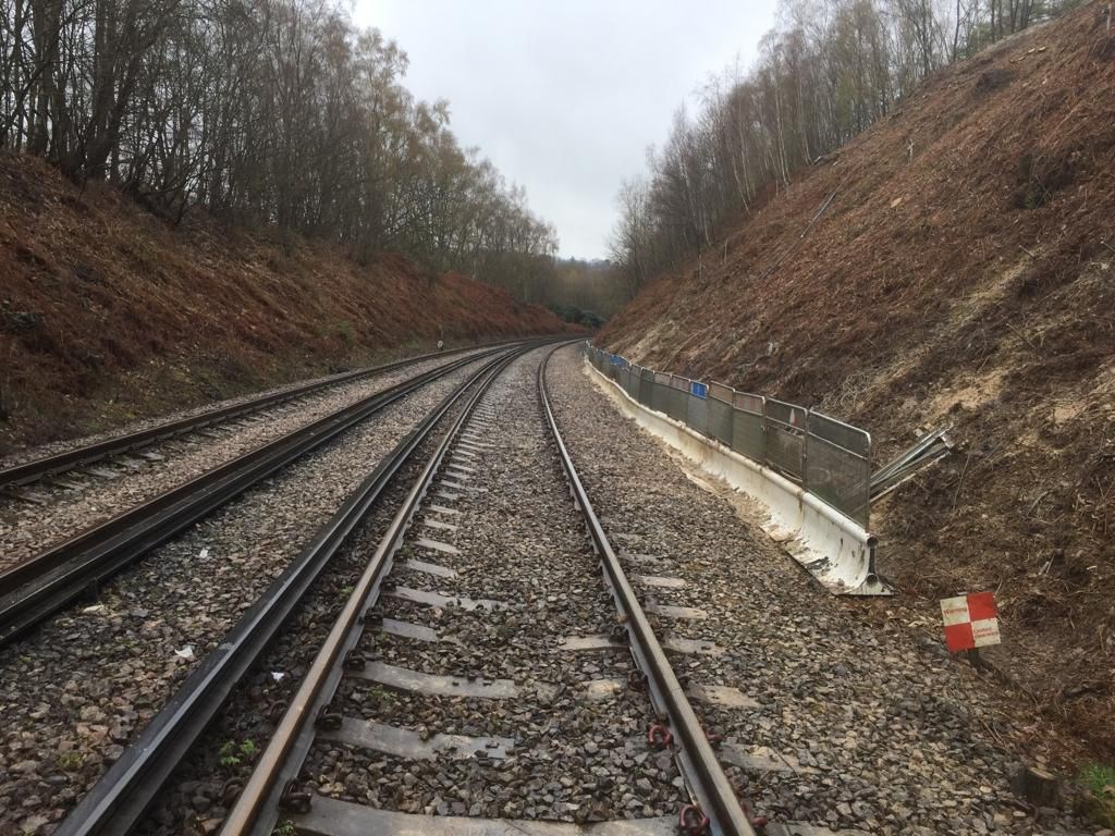 Soil nails and wire mesh have been installed at Snape Wood