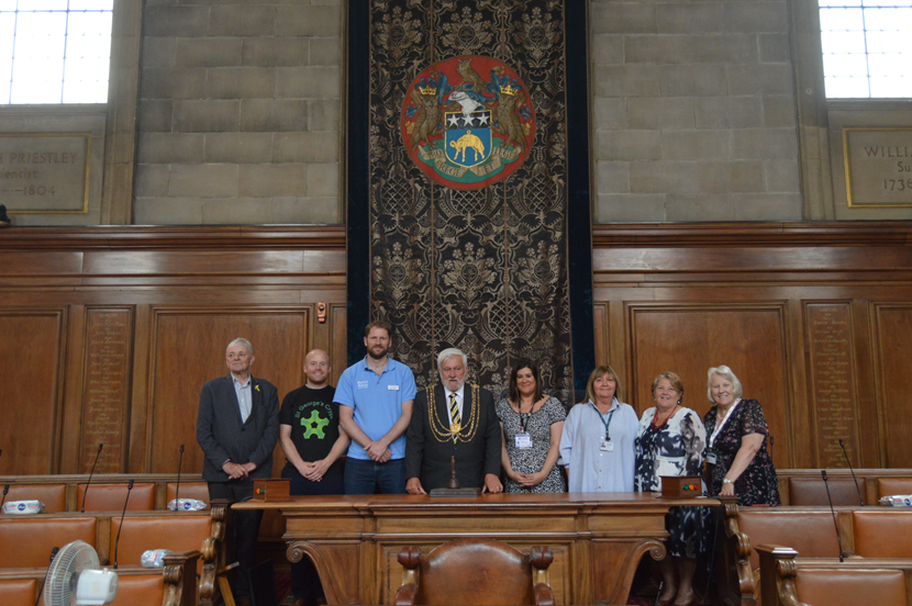 Lord Mayor launches charity appeal supporting four Leeds based organisations: Lord Mayor and Charity representatives