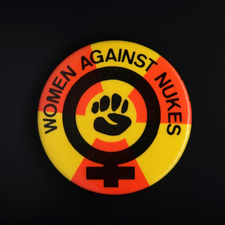 Protest badge, by Donnelly Colt Byutton, New Jersey, USA, c. 1978