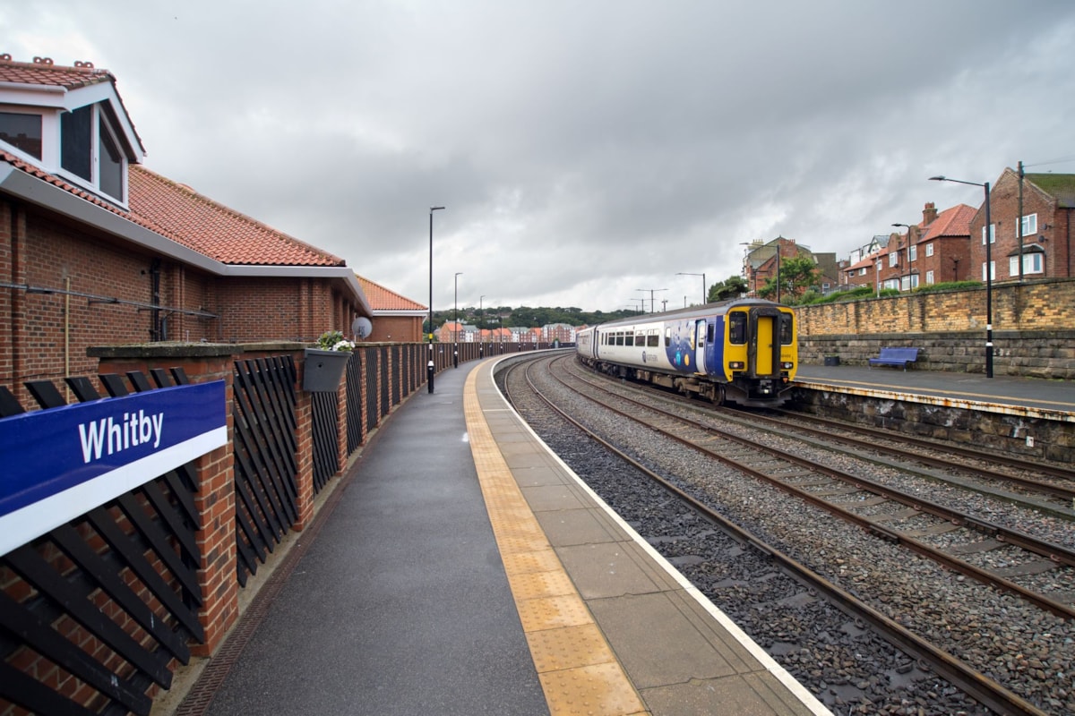 Image shows a Northern train at Whitby Station