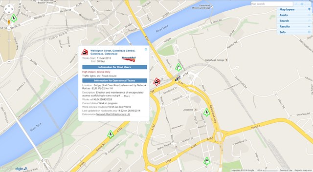 New app shows Network Rail’s roadworks affecting your area: Screenshot of the Roadworks app from ELGIN