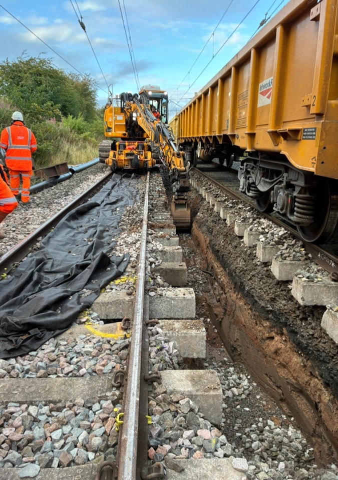 Network Rail engineers improving drainage near Coventry