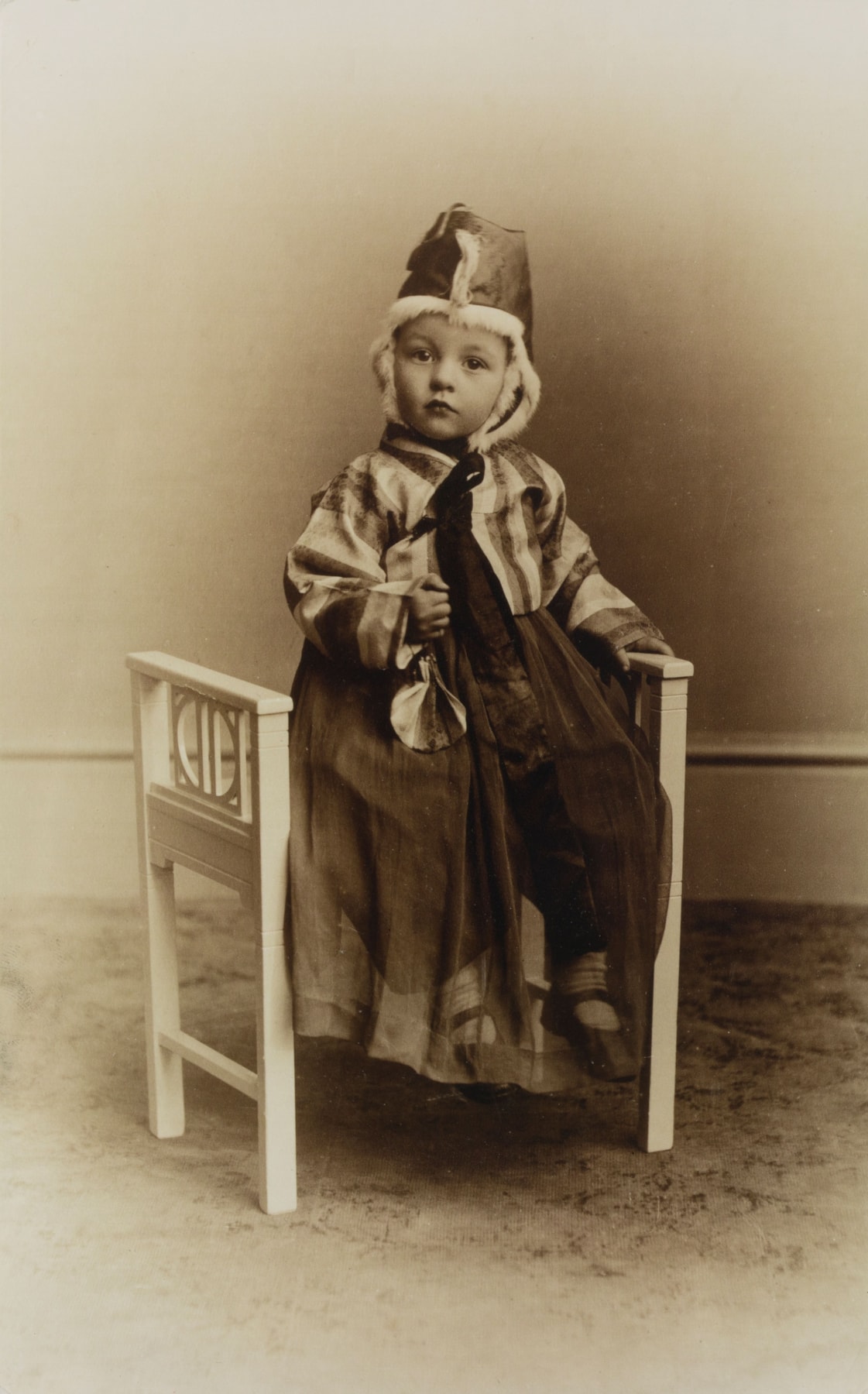 A photograph of Mary Davidson Smith as a child wearing the traditional Korean outfit, c.1920s. National Museums Scotland - Copy