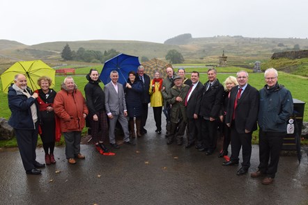 Barbara Alexander, Cheryl Hynd, Cabinet Secretary Fergus Ewing, Provost Jim Todd, Council Leader Councillor Douglas Reid, Alan Brown, MP and invited guests officially open the Glenbuck heritage site