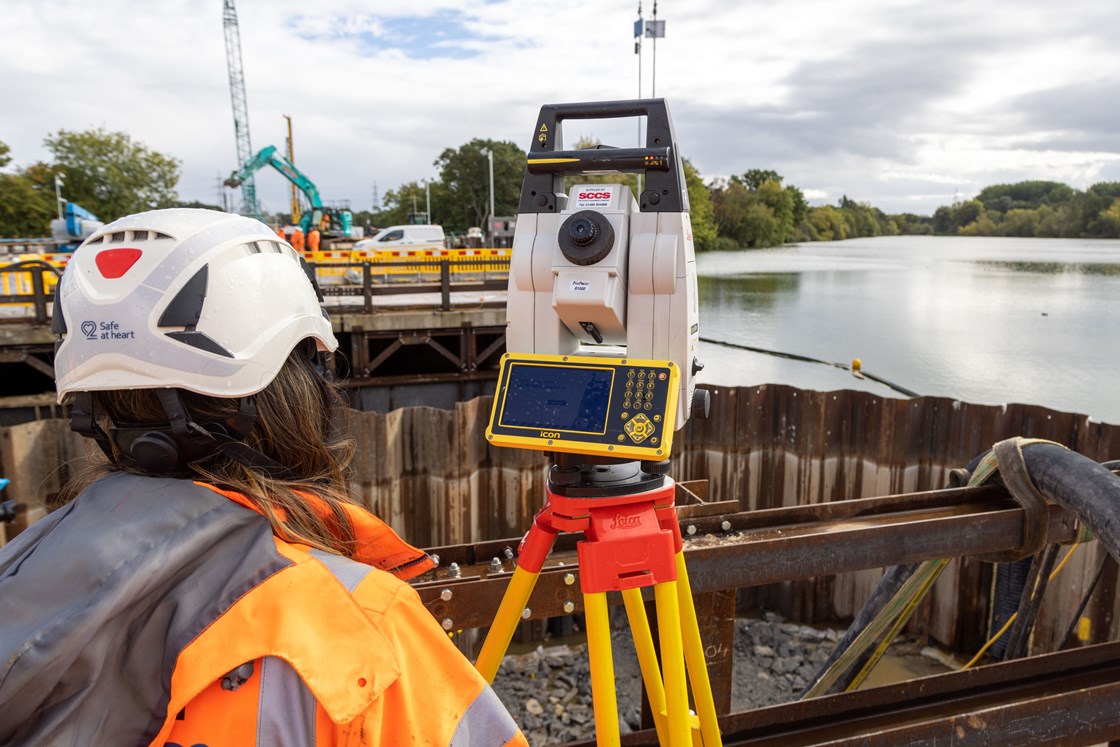 Survey work durig construction of the piling for the colne valley viaduct