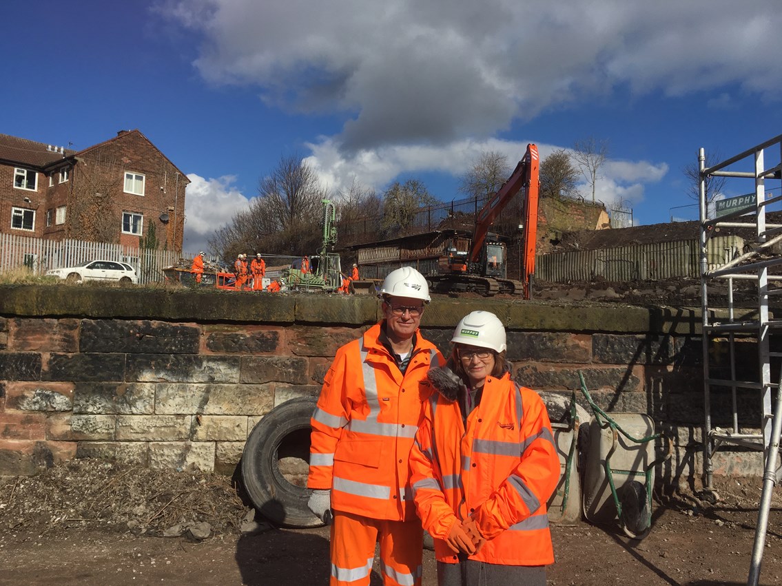 MP "grateful" to Network Rail's Liverpool Lime Street repair team: MP Louise Ellman with London North Western MD Martin Frobisher at repair site today