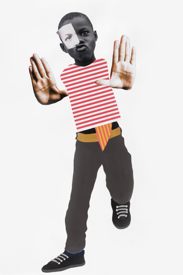 Deborah Roberts, 'After the thunder (RR)', 2019. Mixed media and collage on paper, 111.8 x 81.3cm (44 x 32in). Framed: 124.5 x 88cm (49 x 34 3/4in). Copyright Deborah Roberts. Courtesy the artist and Stephen Friedman Gallery, London. Photo by Paul Bardagjy.: Deborah Roberts, 'After the thunder (RR)', 2019. Mixed media and collage on paper, 111.8 x 81.3cm (44 x 32in). Framed: 124.5 x 88cm (49 x 34 3/4in). Copyright Deborah Roberts. Courtesy the artist and Stephen Friedman Gallery, London. Photo by Paul Bardagjy.