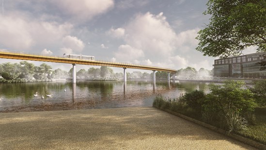 HS2 launches procurement process for Automated People Mover at Interchange Station in Solihull: APM lake view