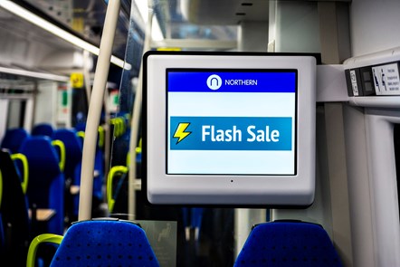 Image shows Flash Sale screen on-board Northern train