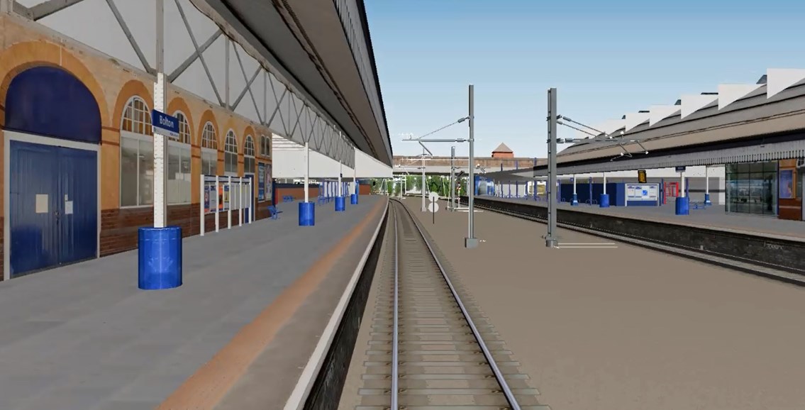 Passengers reminded to check before they travel this Saturday as 16 days of intensive work starts at Bolton station: Bolton station CGI still