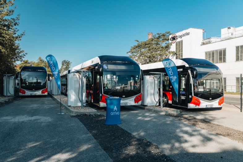  Three of Arriva's new electric buses in Kladno