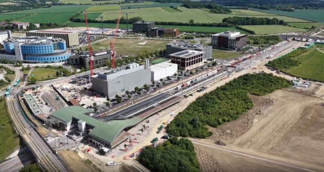 Cambridge South station July 2025 Drone 1