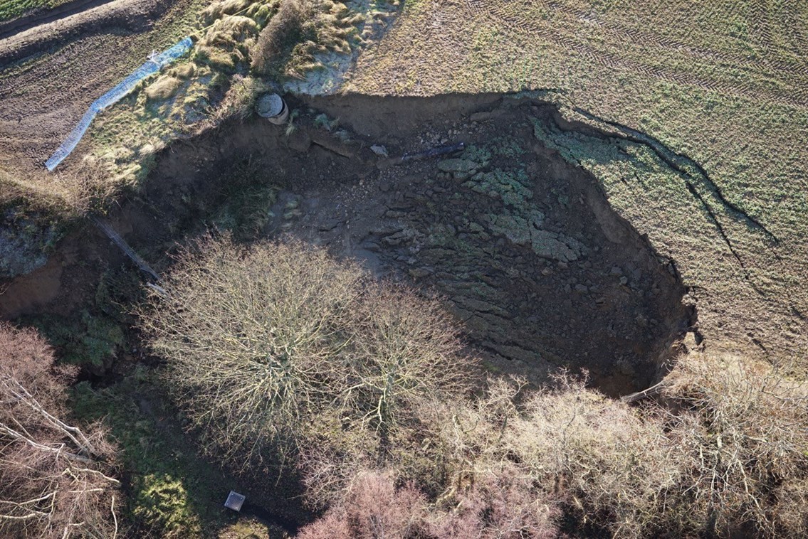 Aerial image of Farnley Haugh landslip 1