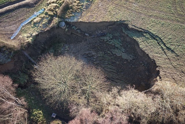 Aerial image of Farnley Haugh landslip 1