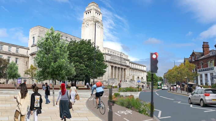 Woodhouse Lane Gateway: £20m transformative travel plans unveiled for key city centre route: Parkinson Building visualisation cropped