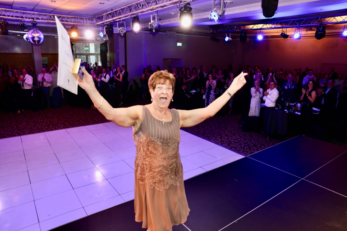 Maureen celebrating!