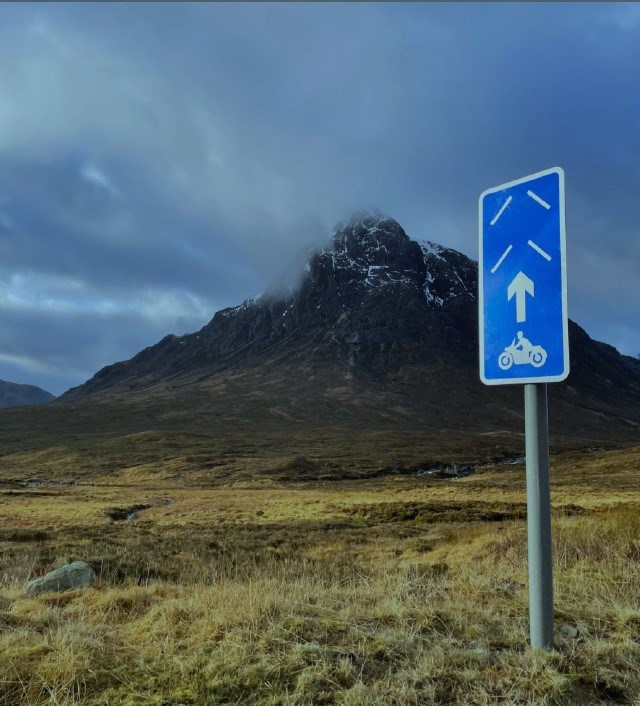 PRIME road sign near Buachaille Etive Mòr on the A82