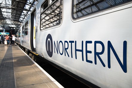Image shows a Northern train on a platform