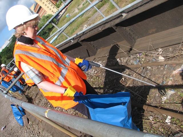 Collection of litter line side - Bristol Temple Meads: Bristol Temple Meads - one mile clean up either side of the station, 31 July 2006