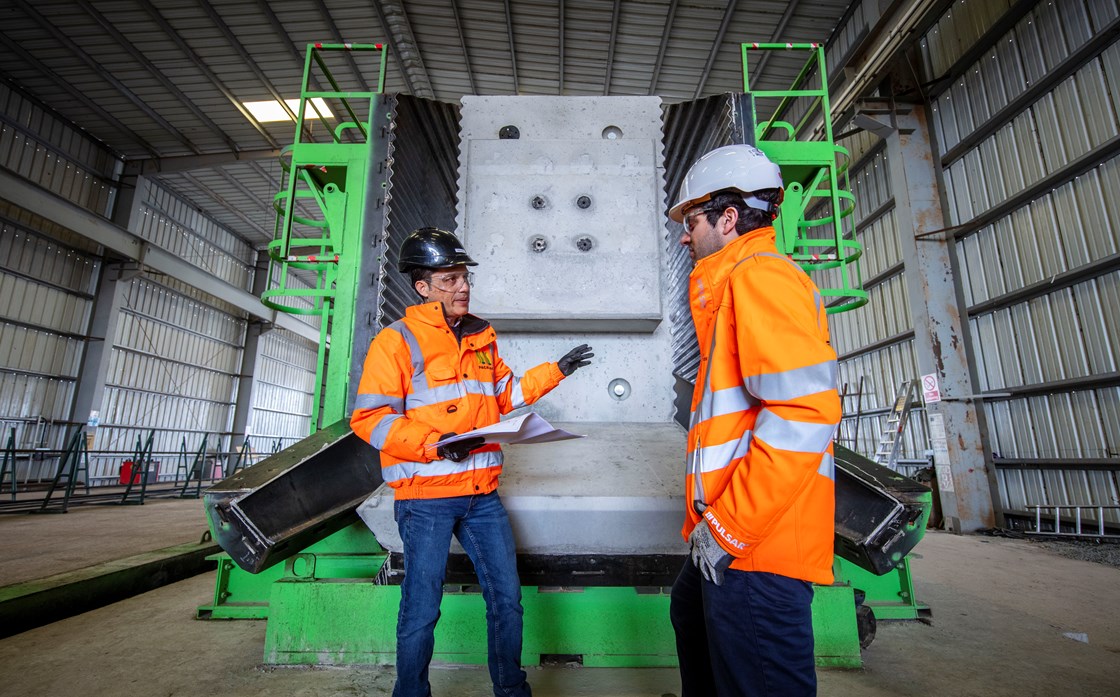 Engineers from Pacadar UK and FC Civil Solutions in front of one of the first piers for the Thame Valley Viaduct