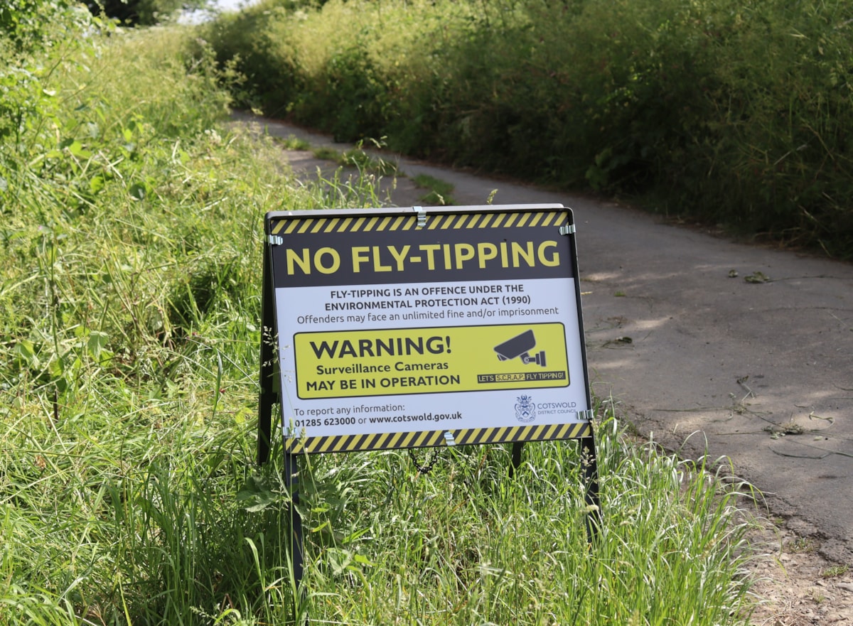 Fly-tipping camera sign