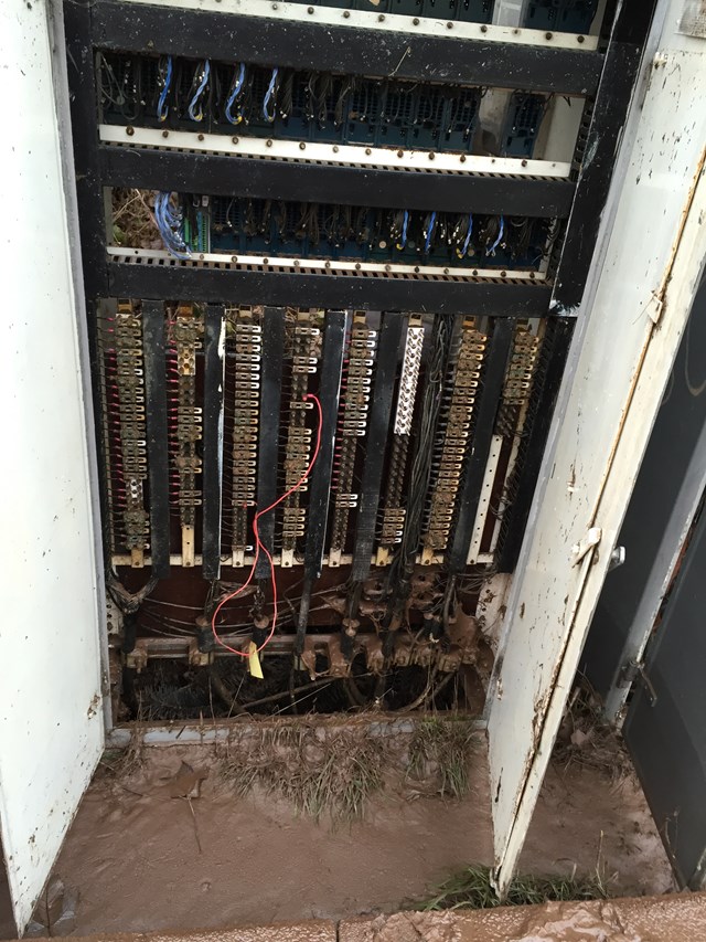 Flood damaged safety-critical electrical equipment north of Carlisle