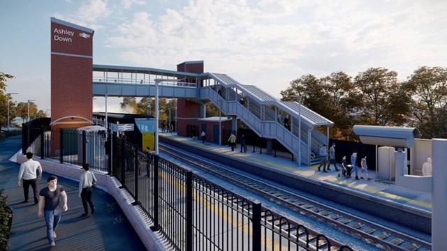 Work on Bristol’s new railway station steps up a gear, as platform construction begins at Ashley Down: A visualisation of the new station at Ashley Down