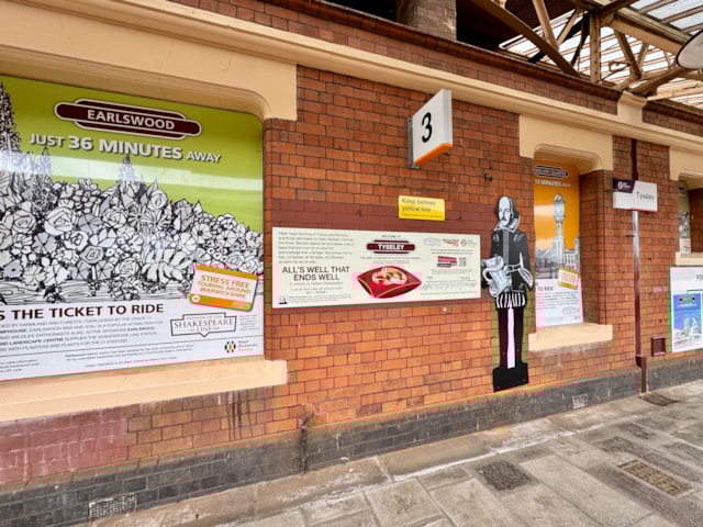 Tyseley Shakespeare statue and information board: Tyseley Shakespeare statue and information board