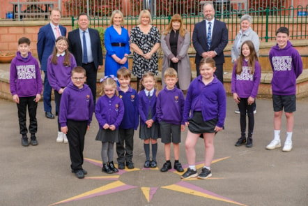 Cllrs Adams, Reid, Cowan and Jones with HT Emma Johnstone DHT Diane McGougan and Derek Forsyth from Education