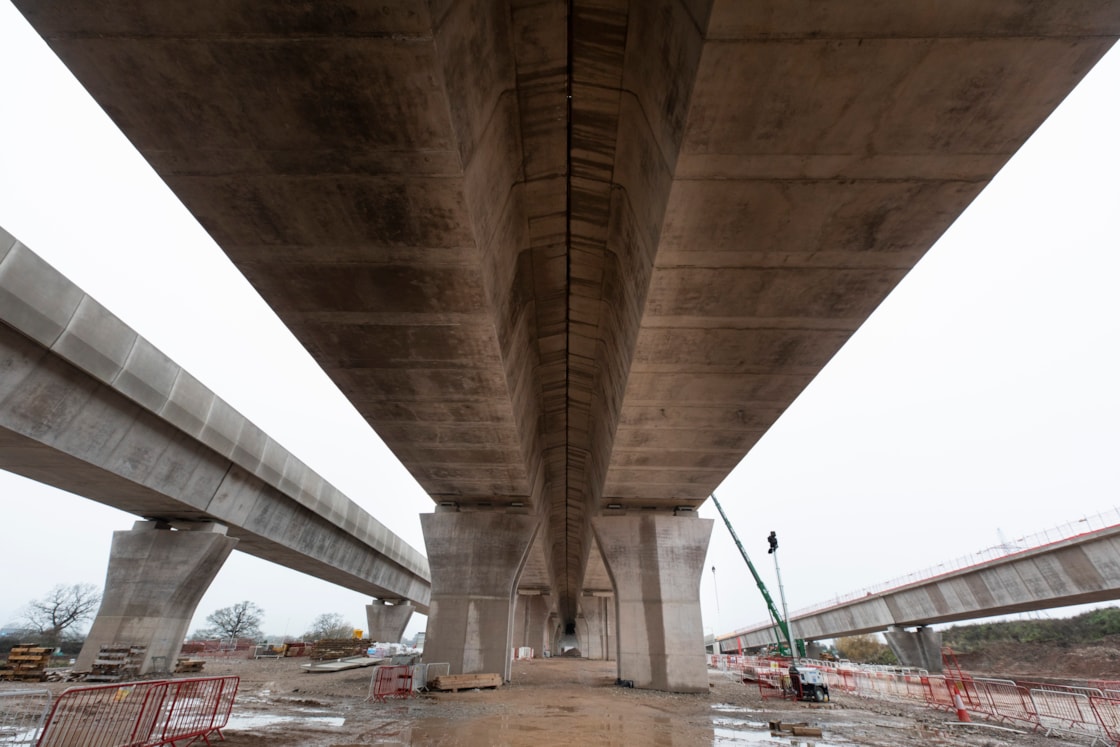 Coleshill viaduct from below the central section of the viaducts Feb 2026