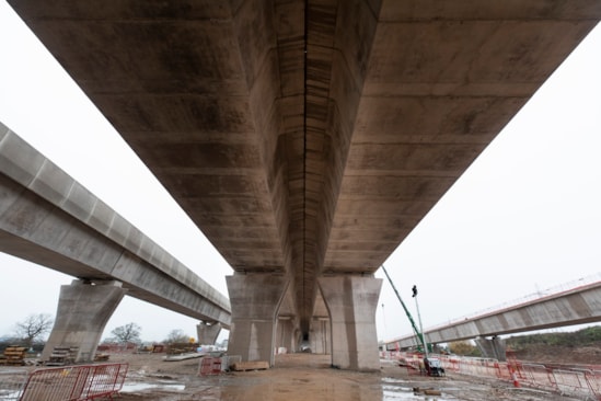 Coleshill viaduct from below the central section of the viaducts Feb 2026: Coleshill viaduct from below the central section of the viaducts Feb 2026