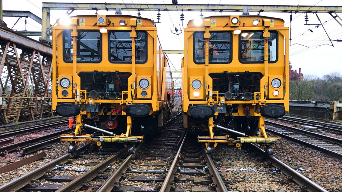 Rail upgrades completed this Christmas – with more in the New Year: Stoneblowers on Ribble Bridge, near Preston station