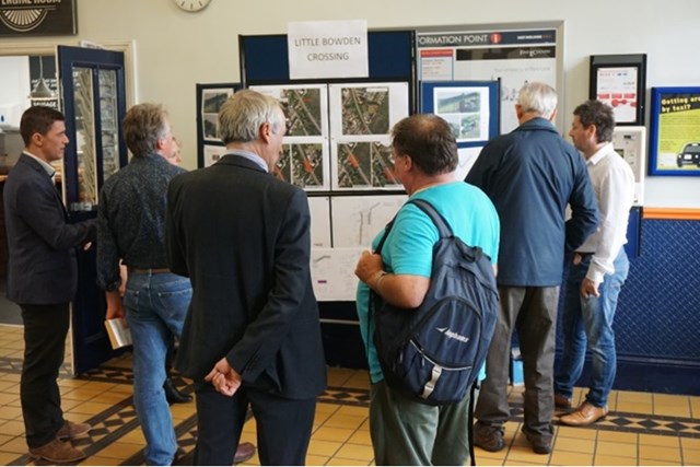 Members of the public meet Network Rail at Market Harborough station to discuss the Little Bowden footbridge