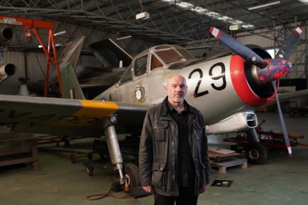 National Museum of Flight curator, Ian Brown in the Conservation Hangar. Photo (c) Stewart Attwood. (4)