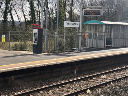 Ystrad Mynach station with new ticket machine