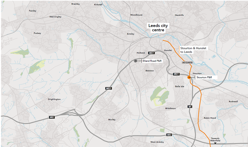 Update on transforming the A61 south bus corridor: A61S Route Map