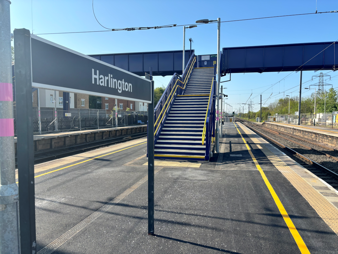 Close shot of bridge and sign