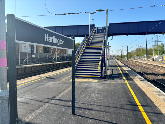 Close shot of bridge and sign: Close shot of bridge and sign