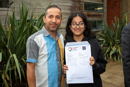 Highbury Fields student Pronali with her proud father