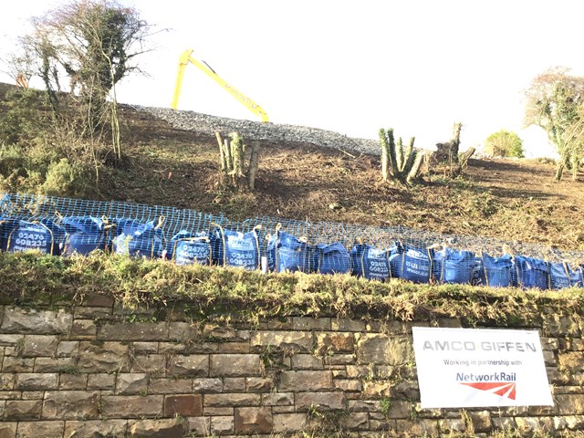 Work taking place to railway embankment in Whitby