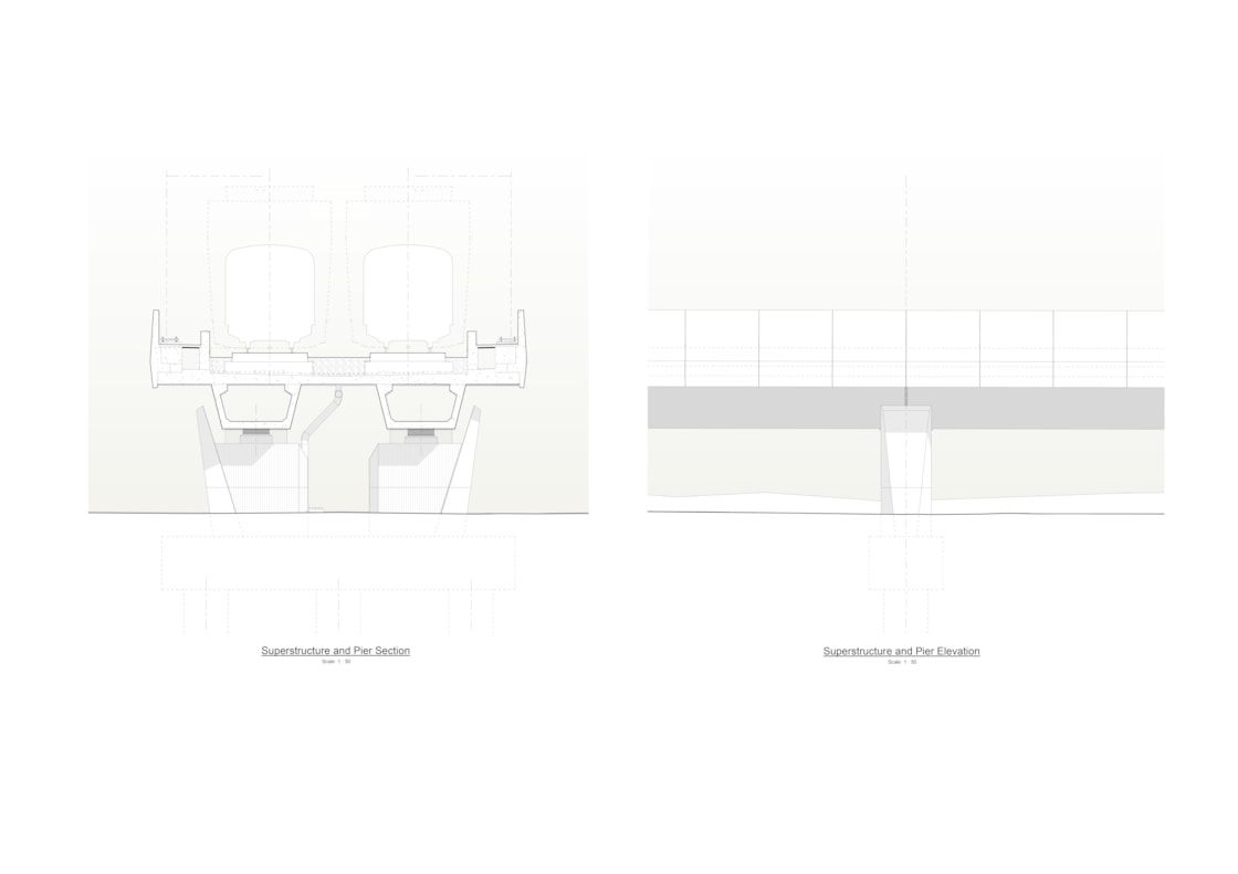 Thame Valley Viaduct - Superstructure and Pier Elevation and Section