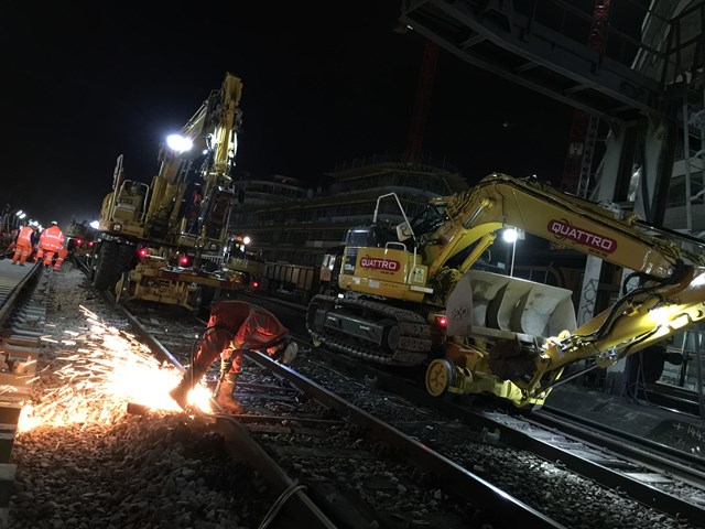 Battersea: Sparks fly as new track is welded into place at Battersea Park this Easter