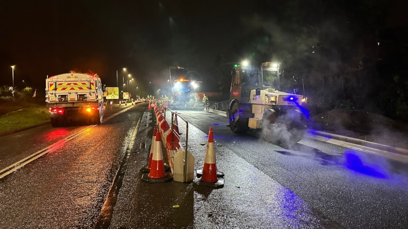 Lawnswood Roundabout enters final phases: Night-time surfacing works generic example