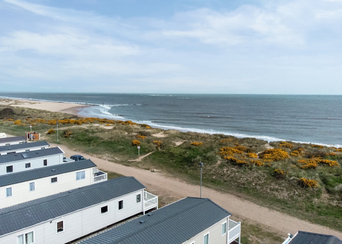 Caister-on-Sea beach drone view