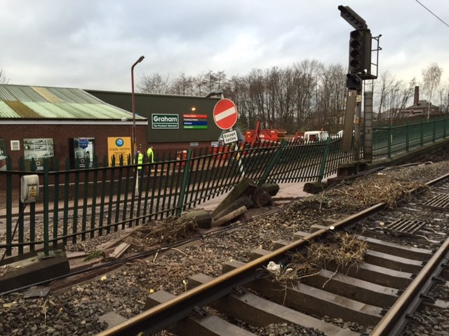 Damage caused by floods on the railway north of Carlisle
