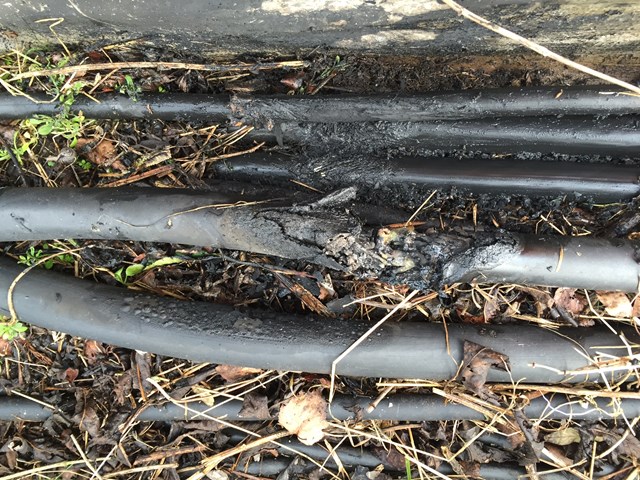 Vandalised cables which caused chaos at Birmingham New Street station