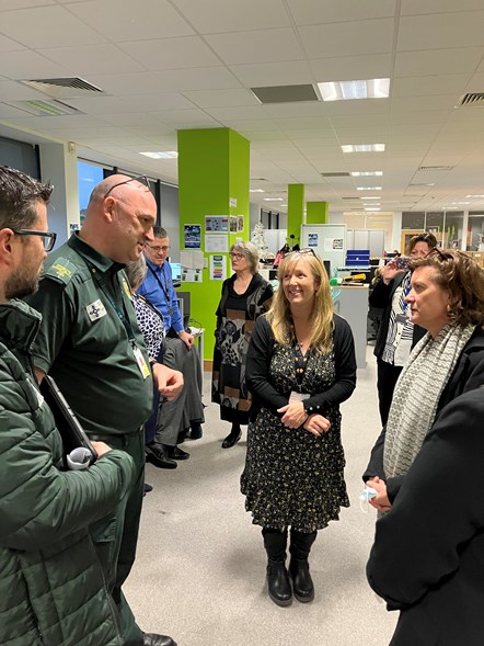 Health Minister Eluned Morgan visiting the award-winning Home First team