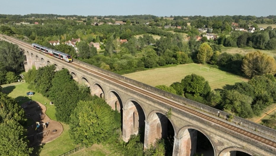 GBR Anglia celebrates decade of investment during Better Transport Week: Anglia Greated Anglia train viaduct