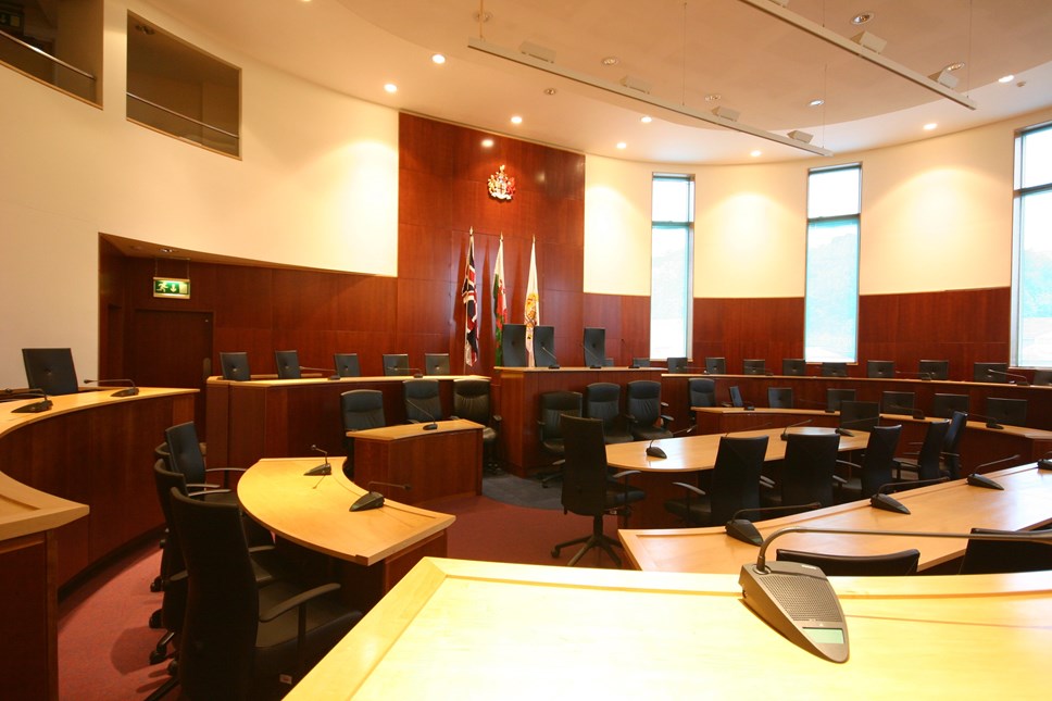 Inside the council chamber